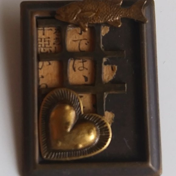 Handmade Artisan | Heart, Fish, Window Collage Pin - Picture 1 of 3